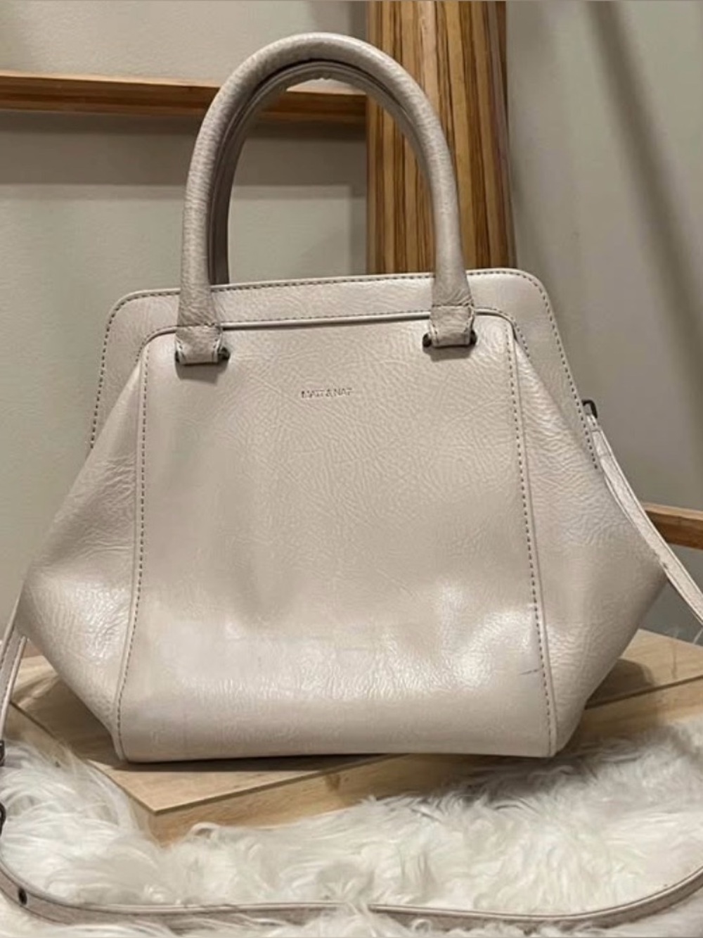 Matt & Nat Cream Faux Leather Top-Handle Tote